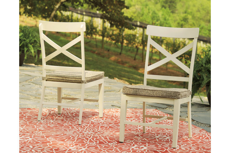 Preston Bay Outdoor Armless Chair with Cushion (Set of 2) • Outdoor Dining Chairs