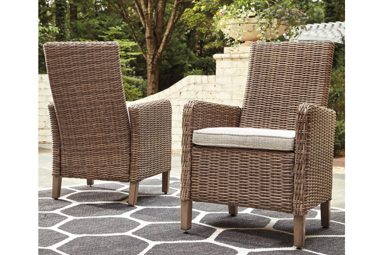 Beachcroft Outdoor Armchair with Nuvella Cushion Set of 2 • Outdoor Dining Chairs
