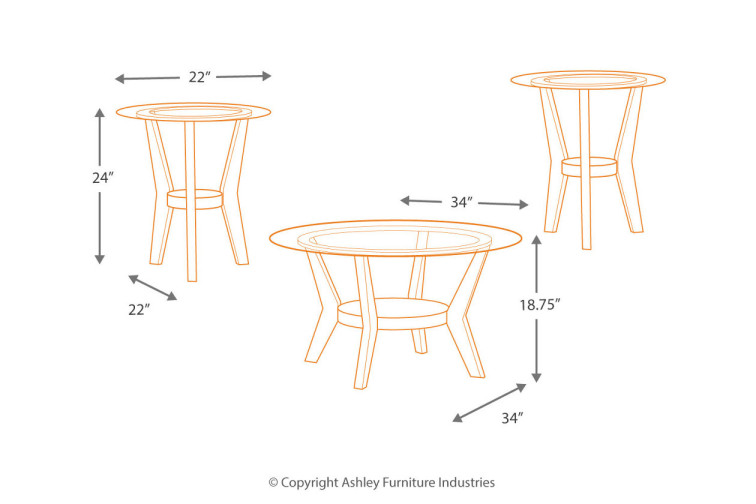 Fantell Table (Set of 3) • Coffee & End Table Sets