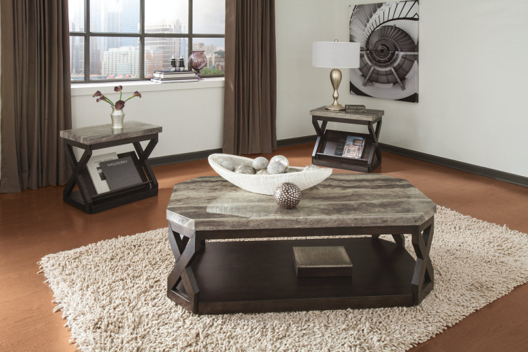 Radilyn Faux Marble Table (Set of 3) • Coffee & End Table Sets
