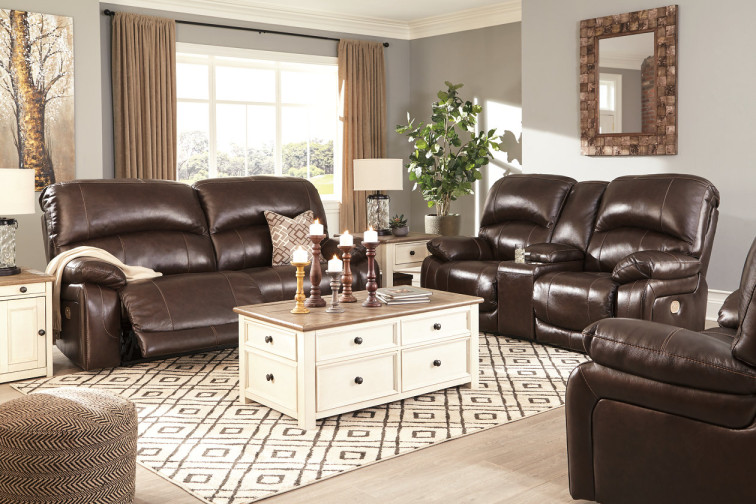 Hallstrung Dual Power Reclining Loveseat with Console • Reclining Furniture