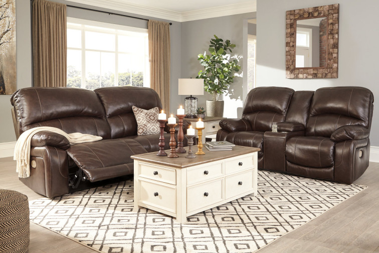 Hallstrung Dual Power Reclining Loveseat with Console • Reclining Furniture