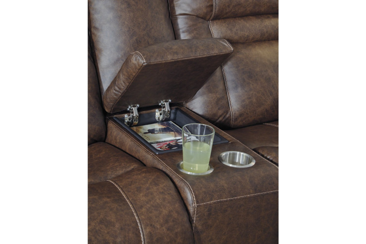 Wurstrow Triple Power Reclining Loveseat with Console • Home Theater Seating