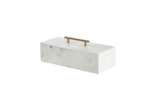დეკორატიული ყუთი Box White Marble With Brass Handle