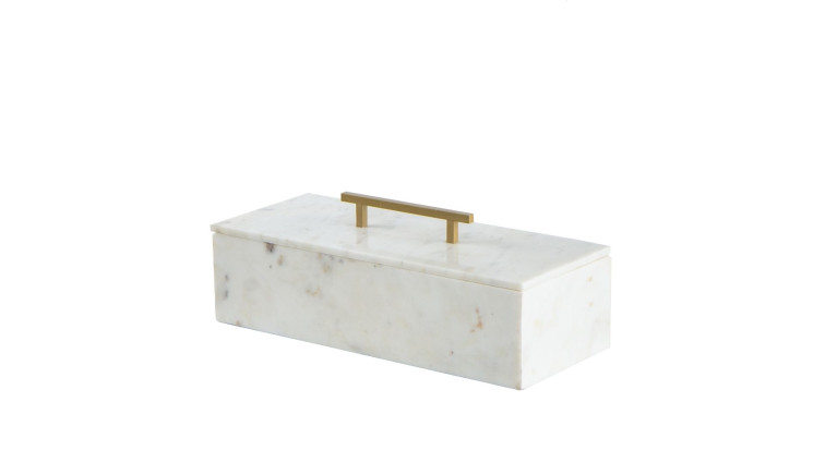 Box White Marble With Brass Handle • Decorative Objects