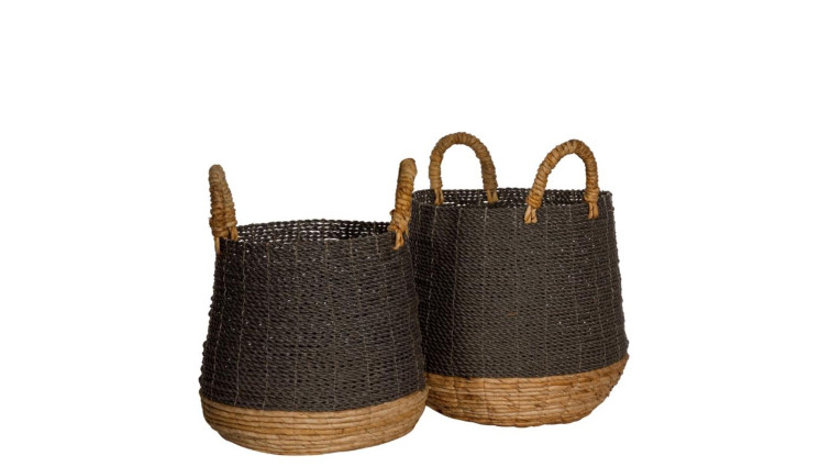 S/2 grey baskets in abaca hemp
