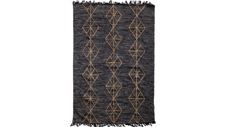 Large black cotton rug braided jute • Accent Rugs