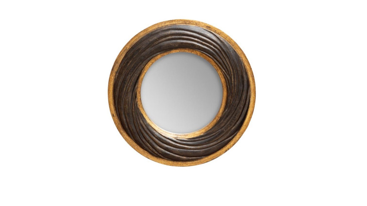 Wooden black & gold spiral mirror