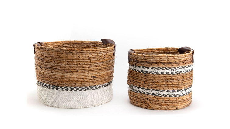 Basket (Set of 2)  PANIER ANSES LEATHER • Storage Baskets