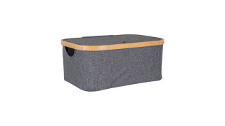 Noto Basket in bamboo/textile, dark grey, 38x26x16 cm