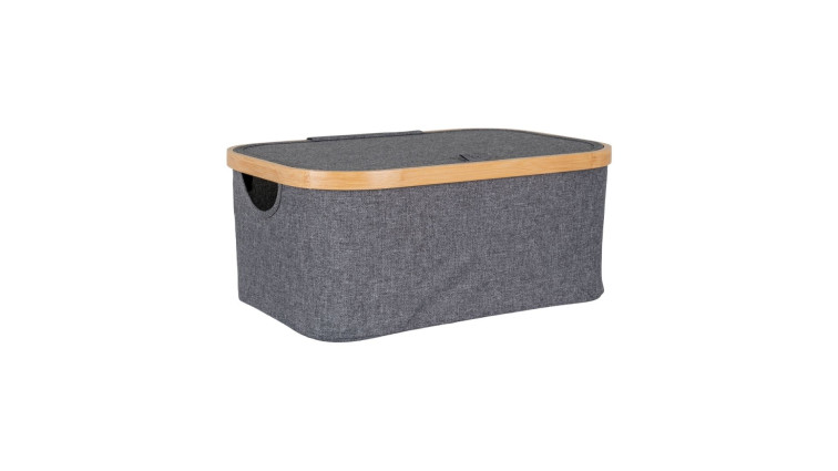 Noto Basket in bamboo/textile, dark grey, 38x26x16 cm • Storage Baskets