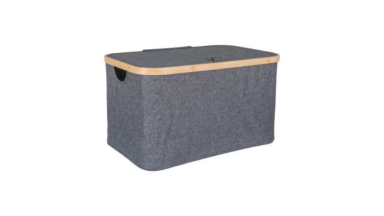Noto Basket in bamboo/textile, dark grey, 30x45x25 cm • Storage Baskets
