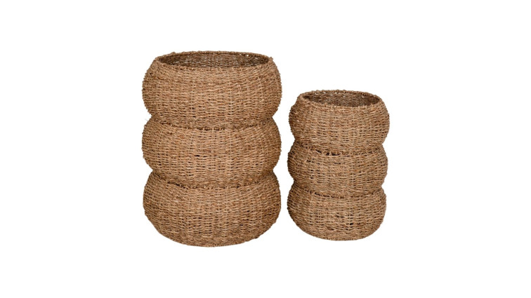 Sarbas Baskets in seagrass, nature, round, set of 2 • Storage Baskets