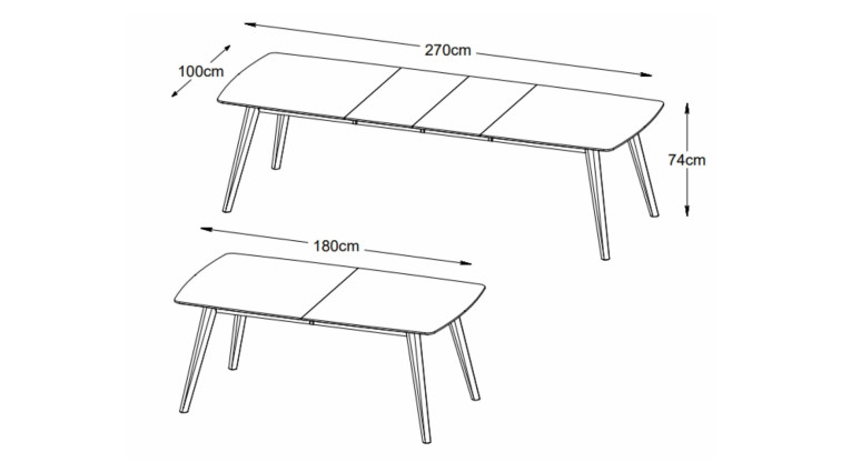 სასადილო მაგიდა RHO 100x180-270 • სასადილო მაგიდა