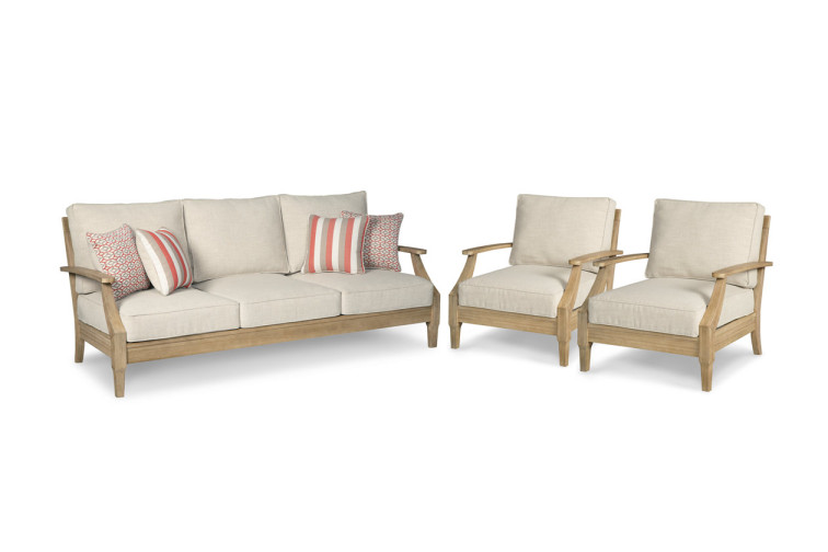 Clare View 3 Piece Nuvella Outdoor Sofa and Lounge Chair Chat Set