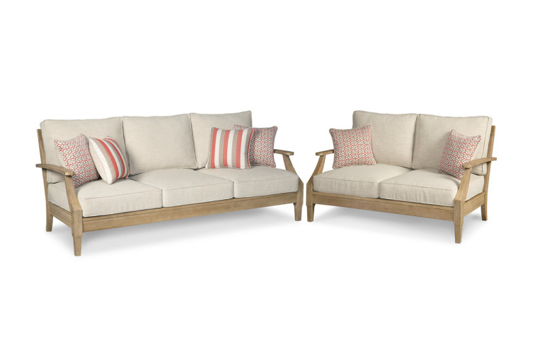 Clare View Nuvella Outdoor Sofa and Loveseat Set