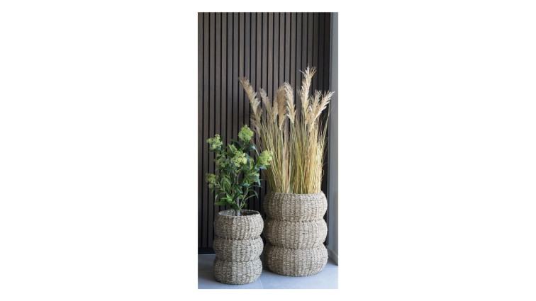 Sarbas Baskets in seagrass, nature, round, set of 2 • Storage Baskets