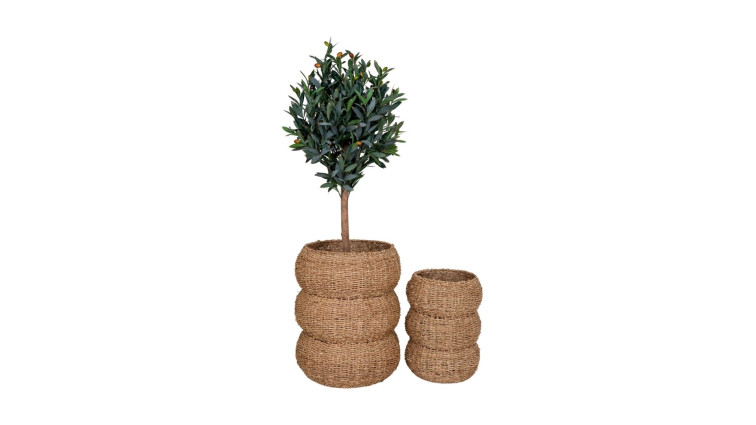 Sarbas Baskets in seagrass, nature, round, set of 2 • Storage Baskets