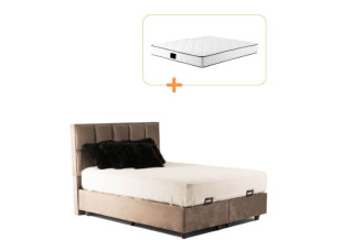 სათავსოიანი საწოლი მატრასით სათავსოთი Kuante ყავისფერი 180x200 – საწოლი & მატრასის კომპლექტი 