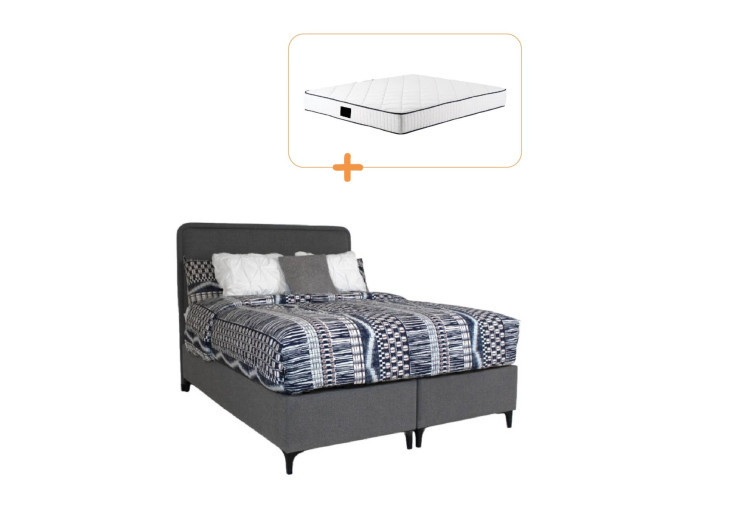 სათავსოიანი საწოლი მატრასით Larissa მუქი ნაცრისფერი 180/200 – საწოლი სათავსოთი 