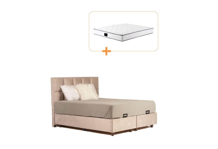 სათავსოიანი საწოლი მატრასით Kuante კრემისფერი 180/200 – საწოლი & მატრასის კომპლექტი 