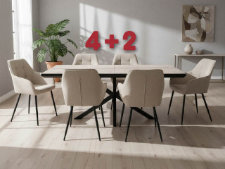 Dining table Shot-6 with chairs – Table with 4 chairs + 2 chairs as a gift 