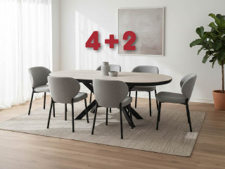 Dining table with 6 chairs – Table with 4 chairs + 2 chairs as a gift 