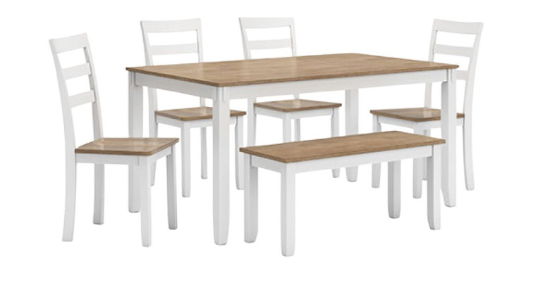 Gesthaven Dining Room Table Set (6/CN) – Dining Table with Bench 